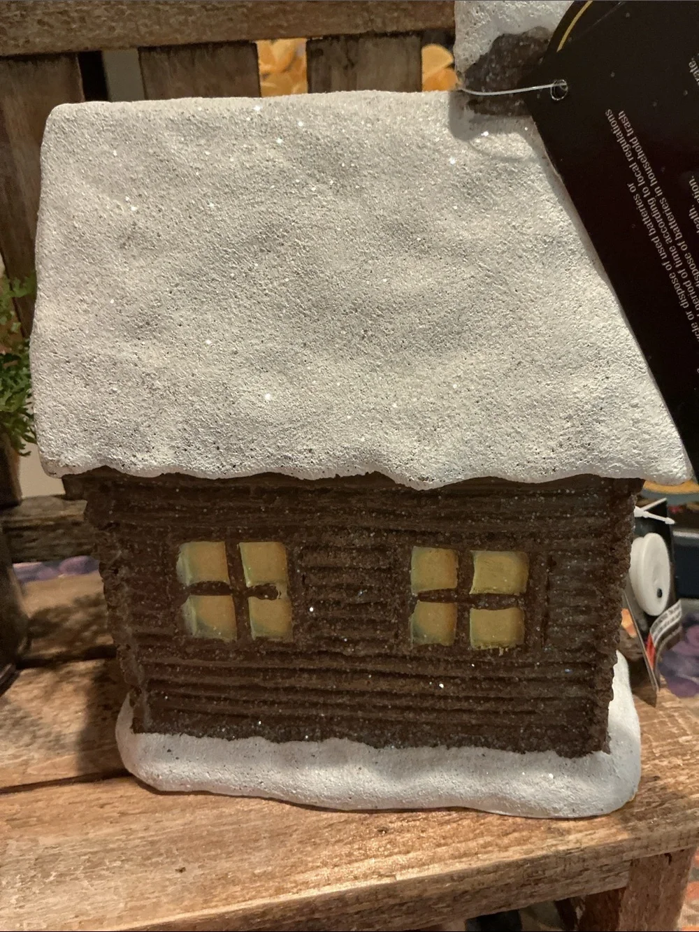 Light Up Glitter Log Cabin House Tabletop Decor